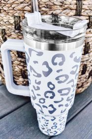 Rose Leopard Spotted 304 Stainless Double Insulated Cup 40oz (Color: White, size: ONE SIZE)