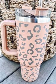 Rose Leopard Spotted 304 Stainless Double Insulated Cup 40oz (Color: Pink, size: ONE SIZE)