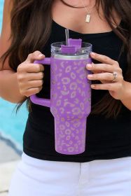 Rose Leopard Spotted 304 Stainless Double Insulated Cup 40oz (Color: Purple, size: ONE SIZE)