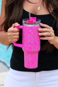 Rose Leopard Spotted 304 Stainless Double Insulated Cup 40oz (Color: Rose, size: ONE SIZE)