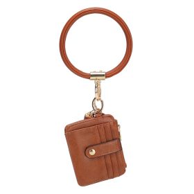 MKF Collection Jordyn Vegan Leather Bracelet Keychain with a Credit Card Holder by Mia k (Color: Cognac, Material: Vegan Leather)