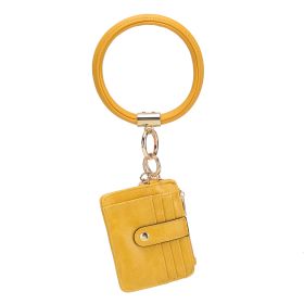 MKF Collection Jordyn Vegan Leather Bracelet Keychain with a Credit Card Holder by Mia k (Color: Yellow, Material: Vegan Leather)