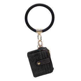 MKF Collection Jordyn Vegan Leather Bracelet Keychain with a Credit Card Holder by Mia k (Color: Black, Material: Vegan Leather)