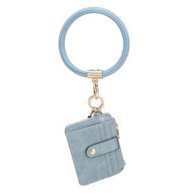 MKF Collection Jordyn Vegan Leather Bracelet Keychain with a Credit Card Holder by Mia k (Color: Denim, Material: Vegan Leather)