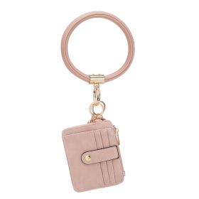 MKF Collection Jordyn Vegan Leather Bracelet Keychain with a Credit Card Holder by Mia k (Color: Pink, Material: Vegan Leather)