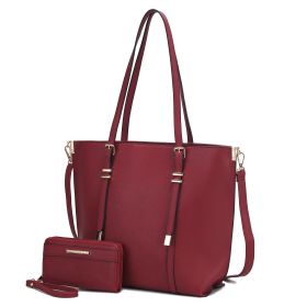 MKF Collection Emery Vegan Leather Women Tote Bag with Wallet by Mia K (Color: Red, Material: Vegan Leather)