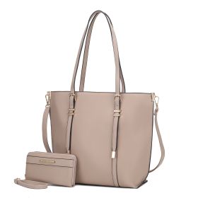 MKF Collection Emery Vegan Leather Women Tote Bag with Wallet by Mia K (Color: Taupe, Material: Vegan Leather)