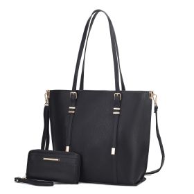 MKF Collection Emery Vegan Leather Women Tote Bag with Wallet by Mia K (Color: Black, Material: Vegan Leather)