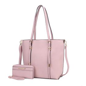 MKF Collection Emery Vegan Leather Women Tote Bag with Wallet by Mia K (Color: Pink, Material: Vegan Leather)