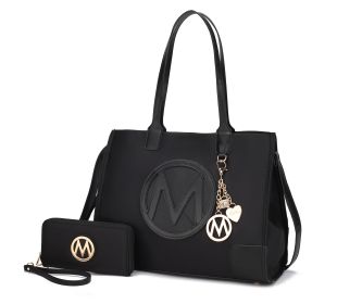 MKF Collection Louise Tote and Wallet Set by Mia k (Color: Black, Material: Vegan Leather)