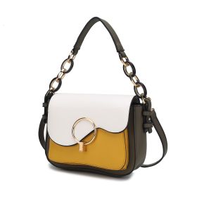 MKF Collection Fantasia Solid Crossbody Bag by Mia K (Color: Mustard-White, Material: Vegan Leather)