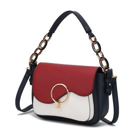 MKF Collection Fantasia Solid Crossbody Bag by Mia K (Color: Navy-Wine, Material: Vegan Leather)