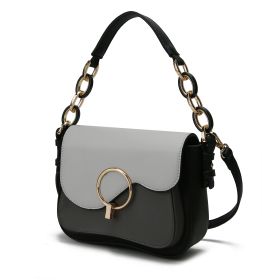 MKF Collection Fantasia Solid Crossbody Bag by Mia K (Color: Charcoal-Lt Grey, Material: Vegan Leather)