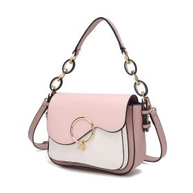 MKF Collection Fantasia Solid Crossbody Bag by Mia K (Color: White-Pink, Material: Vegan Leather)