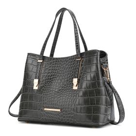 MKF Collection Aurelia Crocodile Embossed Vegan Leather Women Tote Handbag by Mia K (Color: Charcoal, Material: Vegan Leather)