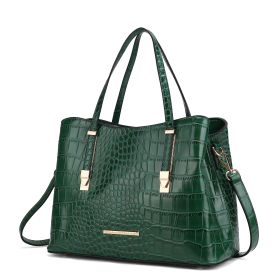 MKF Collection Aurelia Crocodile Embossed Vegan Leather Women Tote Handbag by Mia K (Color: Dark Green, Material: Vegan Leather)