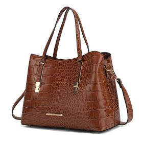 MKF Collection Aurelia Crocodile Embossed Vegan Leather Women Tote Handbag by Mia K (Color: Cognac, Material: Vegan Leather)