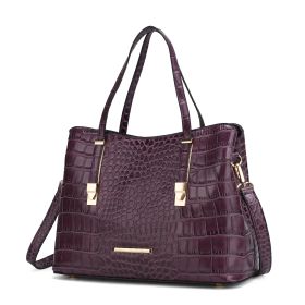 MKF Collection Aurelia Crocodile Embossed Vegan Leather Women Tote Handbag by Mia K (Color: Purple, Material: Vegan Leather)