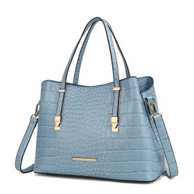 MKF Collection Aurelia Crocodile Embossed Vegan Leather Women Tote Handbag by Mia K (Color: Denim, Material: Vegan Leather)