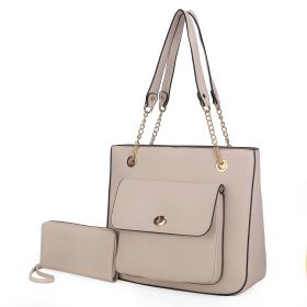 MKF Collection Jenna Shoulder Bag by Mia k and Wallet- 2 pieces (Color: Butter Milk White, Material: Vegan Leather)