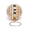 Round Evening Bag Clutch Ladies Metal Bag Women's Party Handbag Pearl Decoration