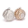 Round Evening Bag Clutch Ladies Metal Bag Women's Party Handbag Pearl Decoration