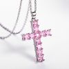 Huitan Hot Sale Female Cross Necklace Inlaid White/Pink Cubic Zirconia Fashionable Versatile Women Necklace for Party Jewelry