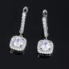 Huitan Luxury Bridal Wedding Engagement Drop Earrings with Cubic Zirconia Silver Color Elegant Women Accessories Fashion Jewelry