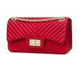 Women Fashion Shoulder Bag Jelly Clutch Handbag Quilted Crossbody Bag with Chain