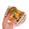 Round Evening Bag Clutch Ladies Metal Bag Women's Party Handbag Pearl Decoration