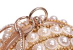 Round Evening Bag Clutch Ladies Metal Bag Women's Party Handbag Pearl Decoration